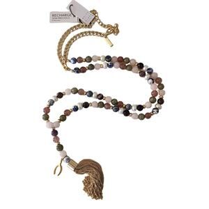 WHBM Recharge Beaded Necklace with Semi Precious Stones & Tassel New with tags